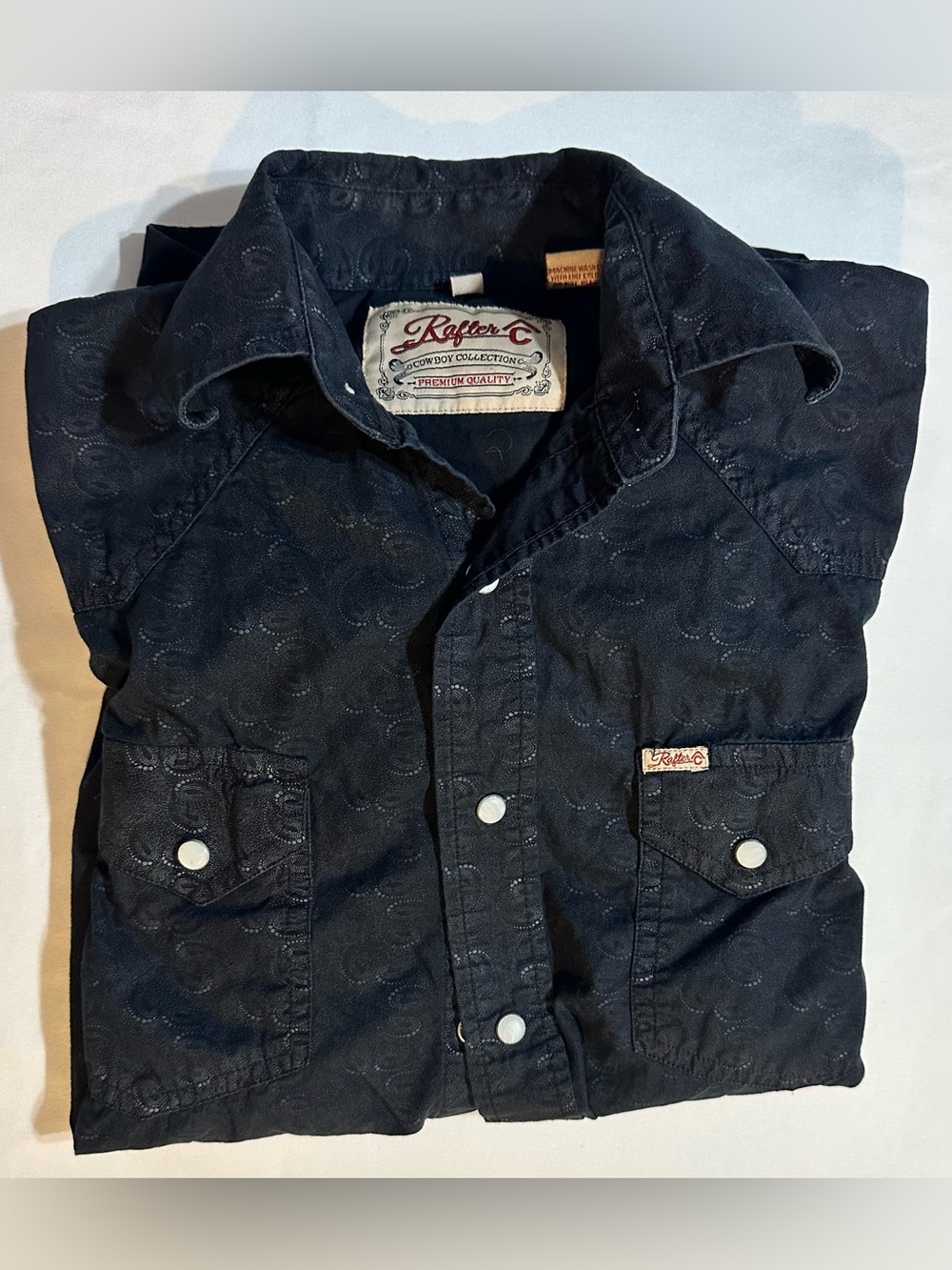 Rafter C Western Pearl Snap Shirt Men’s Size Small Black